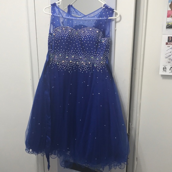 Blue girl dress size 12 with Rhinestones - Picture 1 of 1
